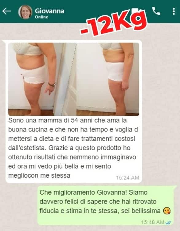 Prima e dopo la perdita di peso di Giovanna di 12kg.