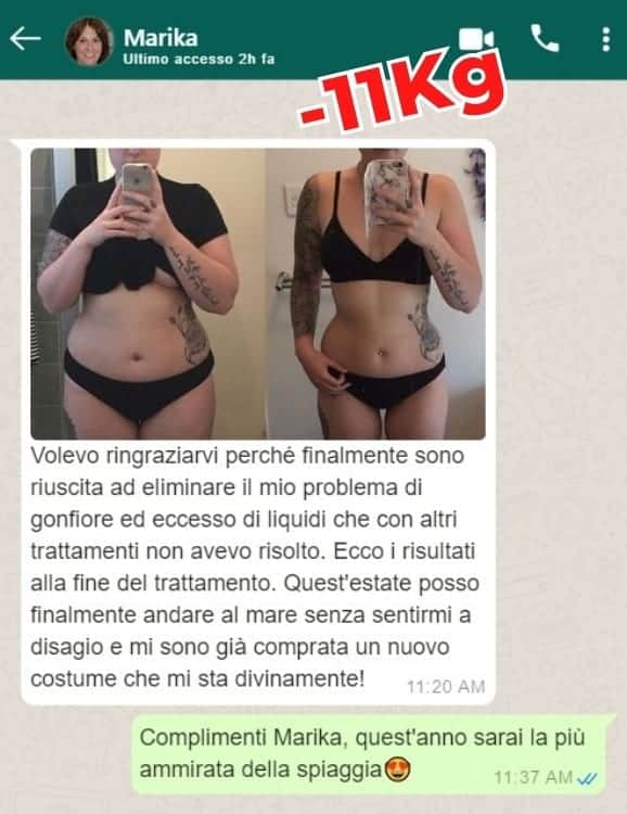 Prima e dopo la perdita di peso di 11kg con Metab Act MP 1x19.