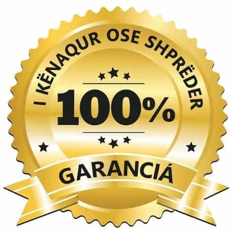 Certificazione di garanzia al 100% con badge dorato.
