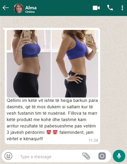 Immagine di una donna che mostra i risultati di Slimfit Draining 1x49 AL.