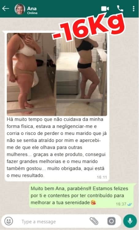 Prima e dopo la perdita di peso di 16kg con Drenagem Detox PT.