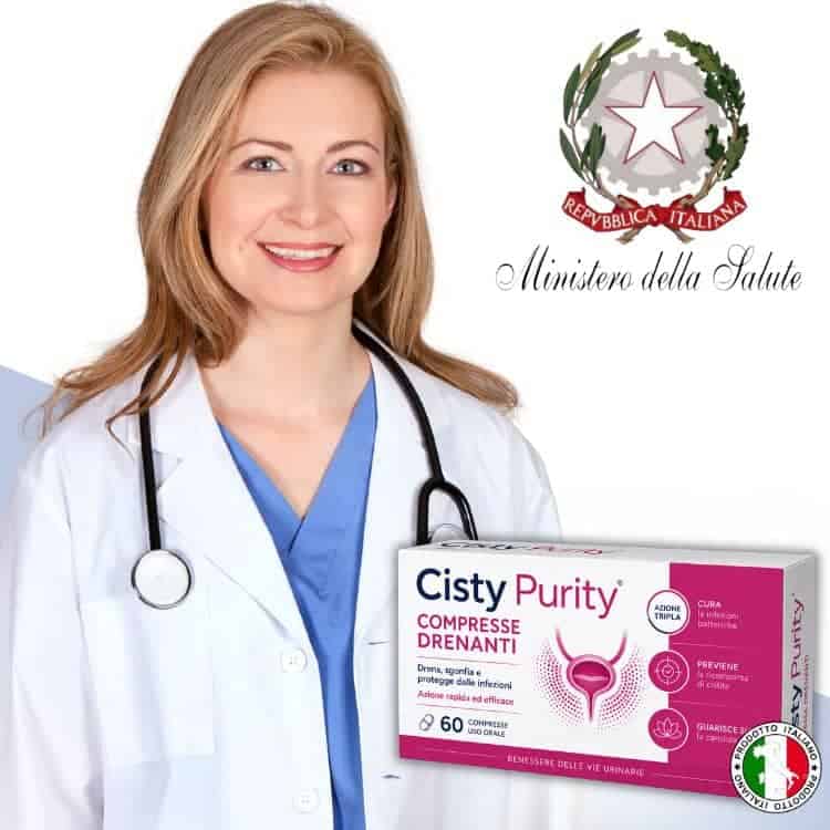 Dottoressa con prodotto naturale per cistite e salute femminile.